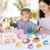 Silicone Tea Party Set for Little Girls,PRE-WORLD 25PCS Toys Toddler Tea Set with Play Food Dessert Cookies,Doughnut,Cake,Carrying Bag,Kids Kitchen Pretend Role Gifts for Girls Boys Age 3 4 5 6