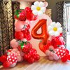Strawberry Balloons Fourth Birthday Decorations for Girl, 40 Inch Mylar Red Number 4 Balloons, Strawberry Balloon for Strawberry Party Decorations, Strawberry Themed Party