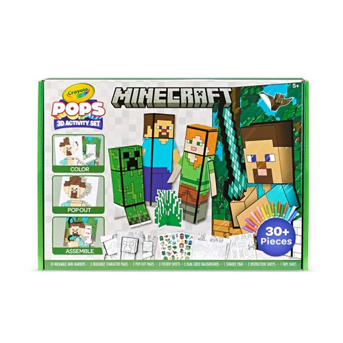 Crayola Minecraft, POPs 3D Kids Art Set, Coloring Book Alternative, Gift for Boys &amp; Girls, Ages 6+