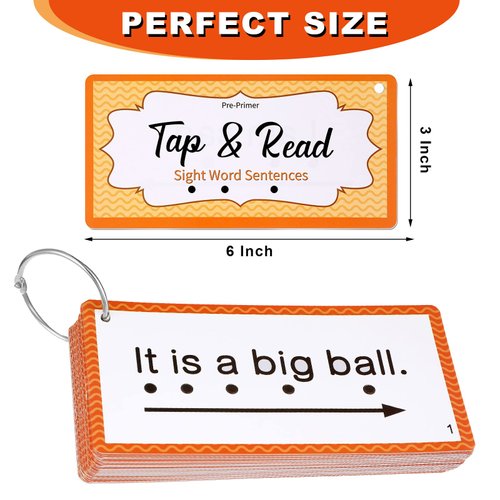 Junkin 60 Pcs Sight Word Sentence Cards Phonics Flash Cards for Kids Kindergarten Preschool, Education Sight Word Games Flashcards for Early Childhood Home School Daily Sentence Building Reading Toy