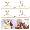 50Pcs Mini Clothes Hangers Metal Doll Clothes Dress Outfit Holders Wire Rack Stand for Miniature Dollhouse Gown Closets Toys Bedroom Accessories Golden 40mm