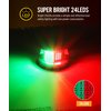 Partsam 1Pcs Marine Boat Bow Lights, 24 LED Red and Green Navigation Light for Vessle Pontoon Yacht Skiff Skeeter