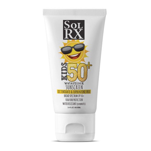 SolRX KID's SPORT Sunscreen SPF 50+ Oxybenzone Free Sunscreen, Reef Safe Sunscreen for Face and Body, Won't Run Into Eyes