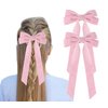 2Pcs Velvet Hair Bows Ribbon for Women Big Fall Alligator Clips Bowknot Hair Ponytail Holder Accessories for Women Girls Toddlers Teens Kids (Pink*2)