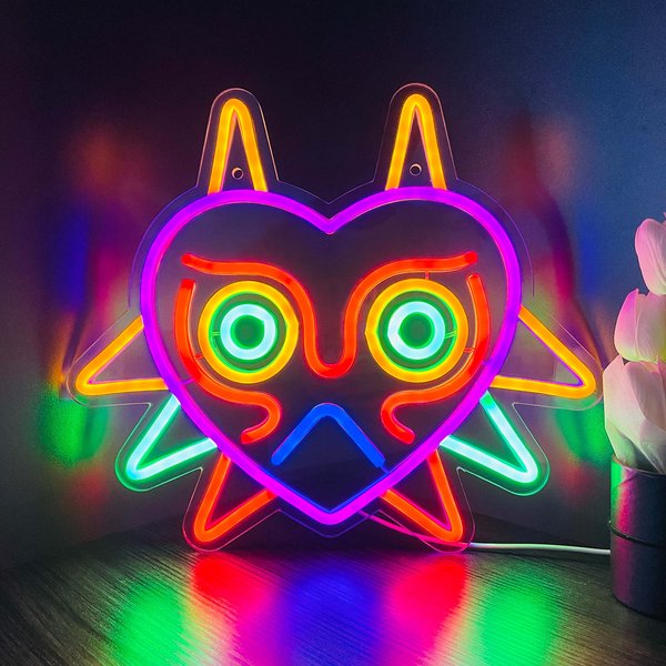 GGK Majora's Mask LED Sign LoZ Neon Sign for Room Wall Decor Gamer Gifts Zelda Mask Game Room Decor LED Neon Light for Zelda Fans (Majoras Mask)