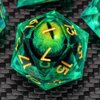 KERWELLSI Float Beholder's Dragon Eye Dice, 7Pcs Liquid Core DND Dice Set D&D, Dungeons and Dragons Sharp Edge Resin Dice with Gift Box, Polyhedral Role Playing RPG D and D Dice D20 D12 D10 D8 D6 D4