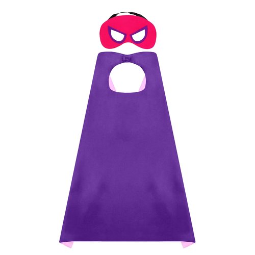 Cozymixx Super Hero Cape and Mask for Kids, Superhero Dress-Up Costumes, and Role-Playing Party Decoration (Purple/Pink)