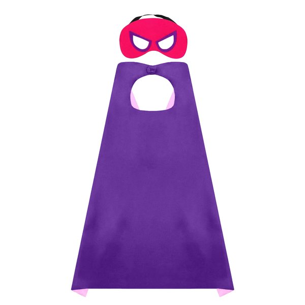 Cozymixx Super Hero Cape and Mask for Kids, Superhero Dress-Up Costumes, and Role-Playing Party Decoration (Purple/Pink)