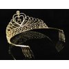 Janefashions Quinceanera Sweet 15 Fifteen 15th Birthday Party coronas de quinceañeras Clear White Austrian Rhinestone Tiara Crown with Hair Combs Princess Gold Silver T1756 (Gold With Combs)