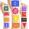 Generic Picado Temporary Tattoos Mexican Fiesta Cinco de Mayo Dia De Los Muertos Tattoos for Kids Decor Day of the Dead Party Decorations Supplies Favors, Red