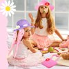 Zhanmai 6 Sets Girls Tea Party Dress Play Set Includes 6 Daisy Tea Party Hats, 6 Straw Purse, 6 Pairs Gloves, 6 Pearl Necklace Bracelet Set for Girls Princess Tea Party Birthday Party Supplies
