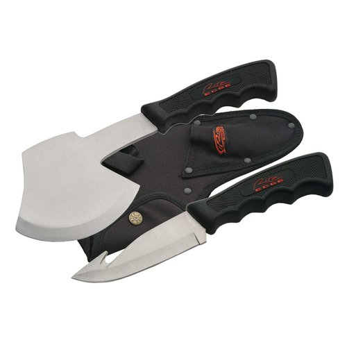 Rite Edge Szco Supplies Gut Hook and Hatchet Combination Hunting/Survival Knife Set, Black
