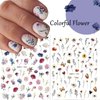 Baoximong 9 Sheets Flower Nail Art Stickers Decals 3D Self-Adhesive Nail Decals Spring Floral Nail Art Supplies Charming Daisy Leave Peony Nail Accessories for Women Nail Decorations Design
