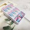 Ombre Press on Nails Medium Coffin Fake Nails Macaron Color Gradient False Nails With Glitter Designs Full Cover Stick on Nails Reusable Acrylic Artificial Nails Glue on Nails for Women 24Pcs