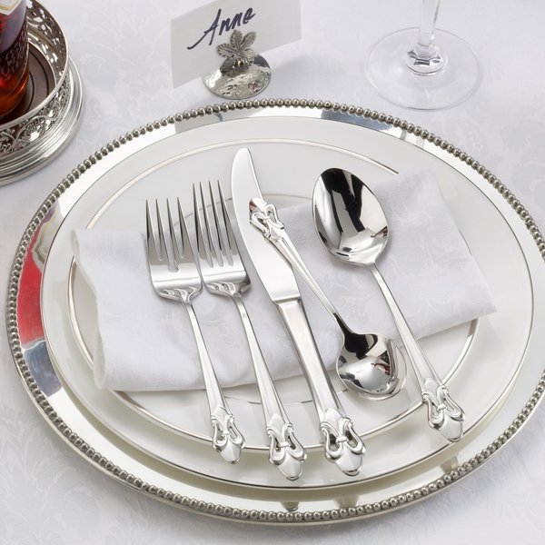 Ginkgo International Fleur de Lis 5-Piece Stainless Steel Flatware Place Setting, Service for 1