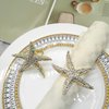 Joyindecor Crystal Starfish Napkin Rings - Set of 6 Rhinestone Coastal Nautical Napkin Ring Holders for Wedding Party, Beach/OceanTheme Dining Table Decoration Accessories