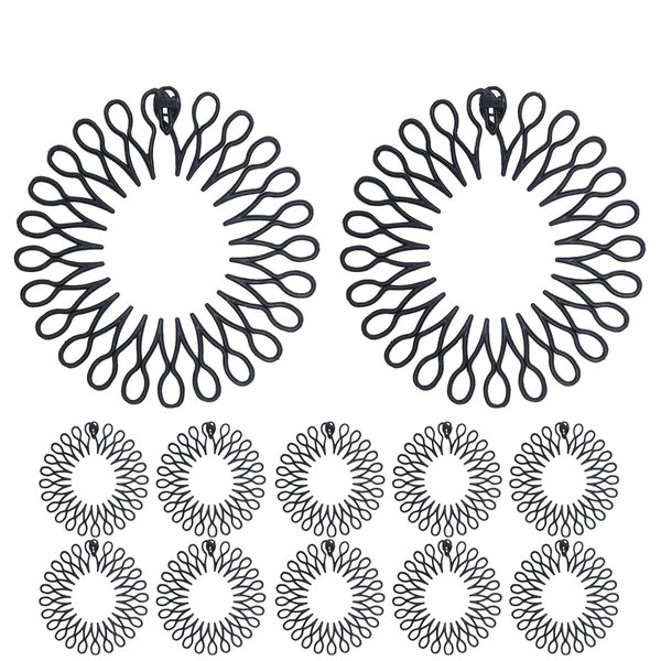 ZAAWUUT 12 Pieces Full Circular Stretch Comb Headband,Flexible Circle Headbands with Teeth,Women Lady Hair Wrap Holder Hair Comb (Black, One Size)