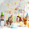 Macaron Happy Birthday Banner Pastel Birthday Party Decorations Happy Birthday Banner Triangle Flags with Paper Tassel Garland for Women Girls Party Supplies