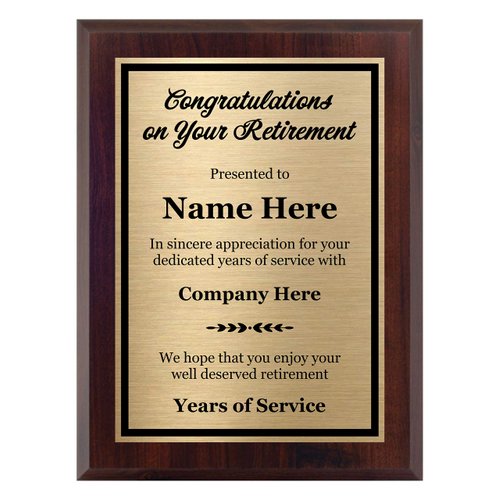 Customized Retirement Plaque 8x10 - Personalized Gift for Co-worker - Award for Women and Men - Customize Now!