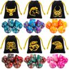 QMay DND Dice Sets - 6 X 7 Polyhedral Dice (42pcs) with 6 Drawstring Bags for Dungeons and Dragons, RPG, MTG,Role Playing Table Game