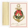 Masterpiece Studios Warmest Wishes 18-Count Christmas Cards and Gold Foil Lined Envelopes, Nautical Christmas