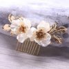 CASOLVX Bridal Hair Comb White Flower Gold Leaf Hair Pieces Wedding Hair Headpieces for Brides Bridesmaids Women Girls