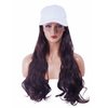 NJJYXH White Hat Wig for Women Long Wavy Baseball Cap Wig with Curly Hair Extensions Synthetic Reddish Brown Wig Adjustable Baseball Hat