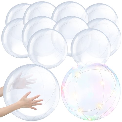 Hungdao 12 Pieces Inflatable Clear Beach Ball Inflatable clear balls for Halloween Party DIY Ball Transparent Swimming Pool Ball Party Decorations Favors Supplies(16 Inch, 24 Inch)