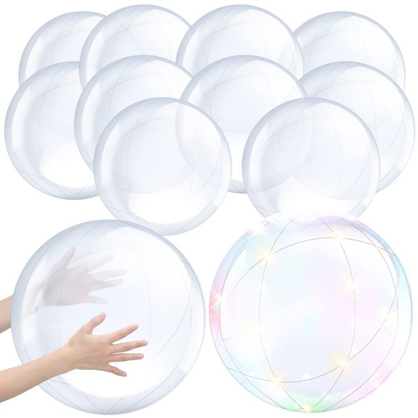 Hungdao 12 Pieces Inflatable Clear Beach Ball Inflatable clear balls for Halloween Party DIY Ball Transparent Swimming Pool Ball Party Decorations Favors Supplies(16 Inch, 24 Inch)