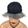 Wiginway Short Straight Wigs 6 inches Pixie Cut with Bangs Layered Synthetic Wigs for Women (Black Mixed Gray)