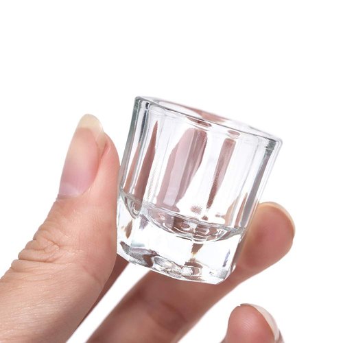 ConStore 2PCS Glass Crystal Dappen Dish with Lid Mini Bowl Cups Nail Art Tools Clear Nail Art Equipment for Mixing Liquid Powder