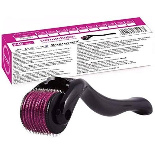 Boolavard Derma Roller Microneedle Roller For Face, Roller for Beard, Microneedling Roller | For Women and Men | Micro Needle Roller For Face Scalp (Black, 0.2mm)