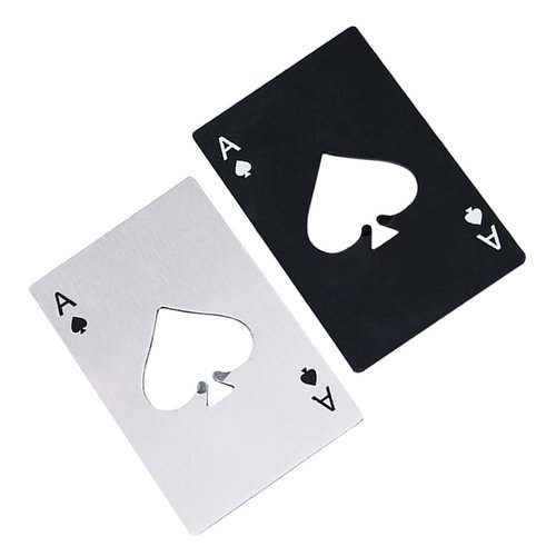 Airoads Ace Of Spades Bottle Opener Credit Card Size Pocker Cap Opener Portable Stainless Steel Can Opener (2 Pack Black & Silver)