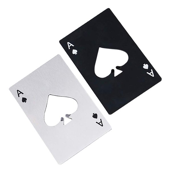 Airoads Ace Of Spades Bottle Opener Credit Card Size Pocker Cap Opener Portable Stainless Steel Can Opener (2 Pack Black & Silver)