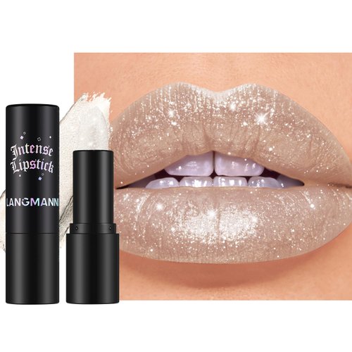 Jolilab Sparkling Lipstick Lip Gloss Long Lasting Waterproof Moisturizer Lip Balm Glitter Shimmer Metallic Lipstick, Diamond Shiny Bold Glow Goth Lipstick for Women Girls,Non-sticky (1, 01#)