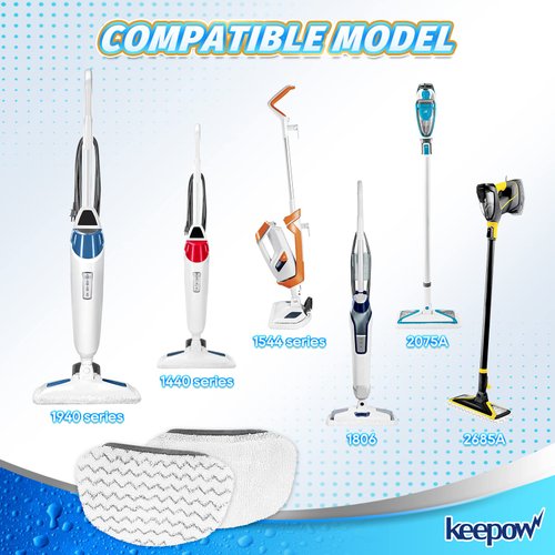 KEEPOW Steam Mop Pads 6 Pack for Bissell Powerfresh 1940 1544 1440 Series Floor Steamer Hard Floor Cleaner Microfiber Rags Replacement Parts for Bissell Model 1544A 2075A 1806 5938 1940W 19404 1940A