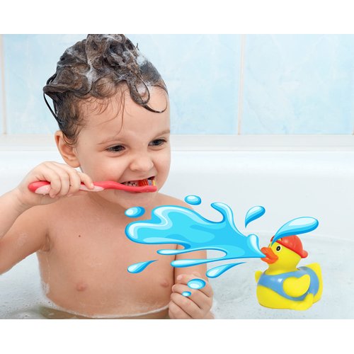 JA-RU Splash Fun Rubber Duck Water Squirt Toys (4 Toys Assorted) Classic Rubber Ducks Water Squirting Bathtub Toy for Kids & Toddler Fun Bathtime. Bulk Party Favors Birthday Gift. 1178-4