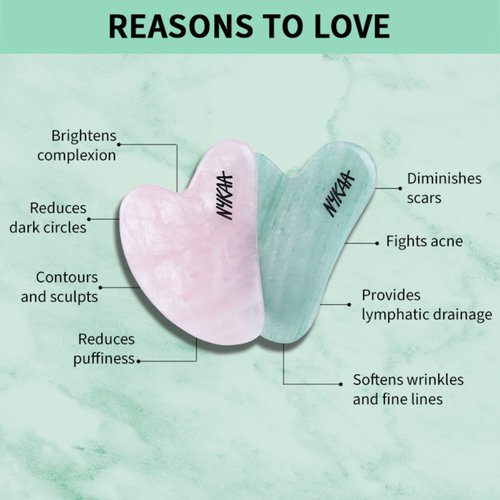 Nykaa Naturals Gua Sha Stone - Tones Facial Muscles, Reduces Eye Bags - Prevents Acne and Reduces Black Circles - Green Jade - 1 pc