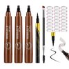Microblading Eyebrow Pencil,Waterproof Smudge-proof Brow Pencil for Women,Long Lasting Highly Pigmented Eyeliner Pencil & Eyebrow Pen Makeup Kit with Dual-ended Eyebrow Brush and 24 Eyebrow Stencils