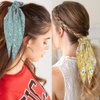 Funlovin 6pcs Scarf Scrunchies for Hair Ties Scarves Scrunchie Chiffon Floral Hair Ribbon Long Tail Fashion Ponytail Holder Scrunchy for Women