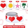 400 Pieces Tanning Bed Stickers for Body Heart Labels Stickers Body Stickers Perforated Self Adhesive Small Sun Tan Stickers for Tanning, 100 Pieces Per Roll, 1.2 x 0.8 Inches (Funny Pattern)