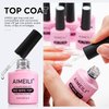 AIMEILI 5 in 1 Builder Base Hema Free Clear Builder Nail Gel for Nails Extension and No Wipe Top Set Soak Off U V LED Cruelty Free Vegan Gel Nail Lacquer