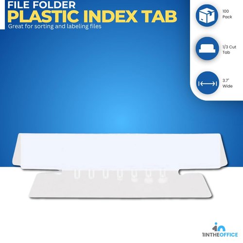 1InTheOffice Clear Hanging Folder Tabs and Inserts, Plastic Clear Tabs and Inserts, File Folder Tabs, 3-1/2" x 5/8", 100/Pack