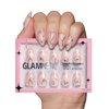 Glamnetic Press On Nails - Astro | Semi-Transparent 3D Metallic Silver Swirl Short Almond Fake Nails in a Glossy Finish | 15 Sizes - 30 Nail Kit with Glue