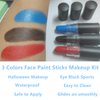 Go Ho 3 PCS Red White and Blue Face Paint Stick - Waterproof Eye Black Stick,Face Body Paint Professional Halloween SFX Corpse Bride Sally Makeup,4th of July Face Paint &Lip Smacking Sticks