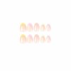 MISUD Short Round Press on Nails Oval Fake Nails Glossy Glue on Nails Colorful French Tip Acrylic Nails Summer Artificial Nails Rainbow Edge Stick on False Nails with Design 24 pcs