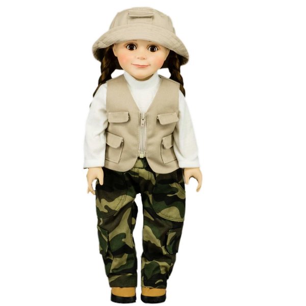 THE QUEEN'S TREASURES 18 Inch Doll Clothes & Accessories, 4 Pc Fishing Outfit with Pants, Hat, Vest & Shirt, Compatible for Use with American Girl Dolls, Doll NOT Included