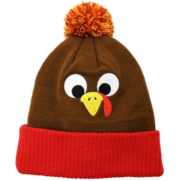 DINESIL Thanksgiving Turkey Beanie Hat, Cute Turkey Beanie Cap Pom Pom Turkey Knitted Hats for Kids Women and Man Thanksgiving Party Cosplay Dress Up Party Decorations Accessory