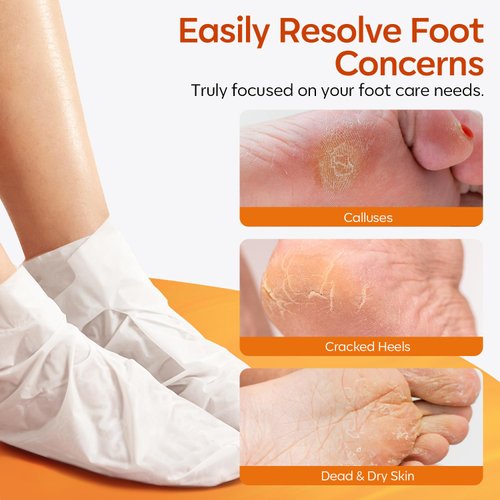 modelones Foot Peeling Mask 3 Pack, Exfoliating Foot Mask for Dry Cracked Feet, Callus Dead Skin Remover for Feet, Additional 3 Pack Collagen Serum for Reviving Baby Soft Smooth Feet, Women and Man