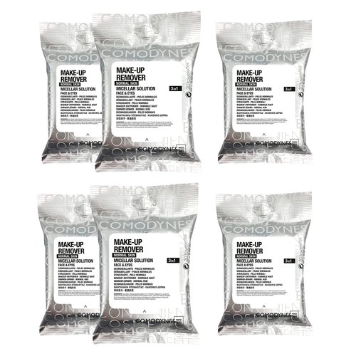 (6 Pack) COMODYNES Makeup Remover Wipes Normal Skin 120 Units - Contains a Complete Cleansing Micellar Treatment - Skin Of The Face Clean